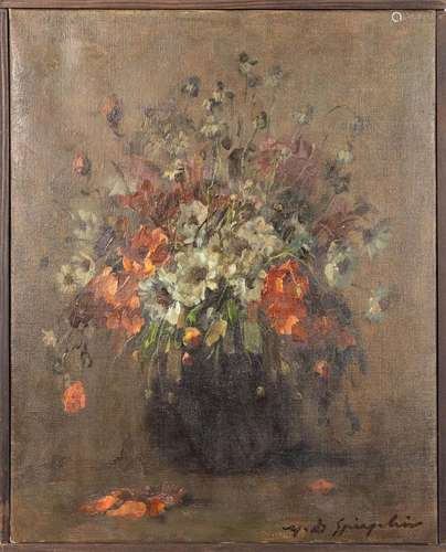 Marthe DE SPIEGELEIR (1897-1991) 'Flowers' a paint...