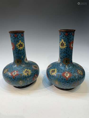 Pair of Chinese Cloisonne Vases