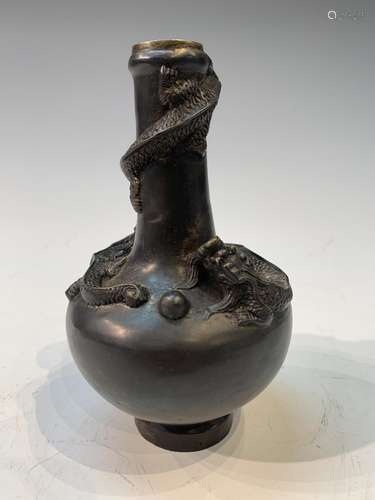 Chinese Bronze Vase with Dragon Decoration