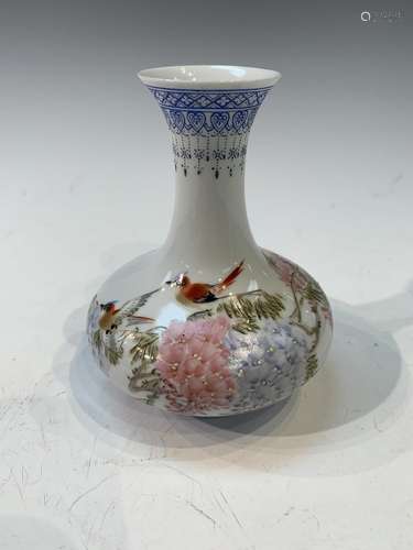 Chinese Porcelain Vase with Birds and Flowers