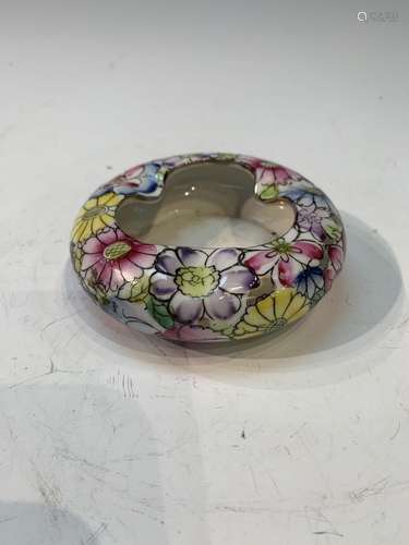 Chinese Porcelain Ashtray with Floral Decoration