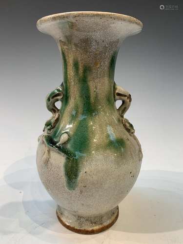 Chinese Green Glazed Pottery Vase- Hole drilled on the botto...