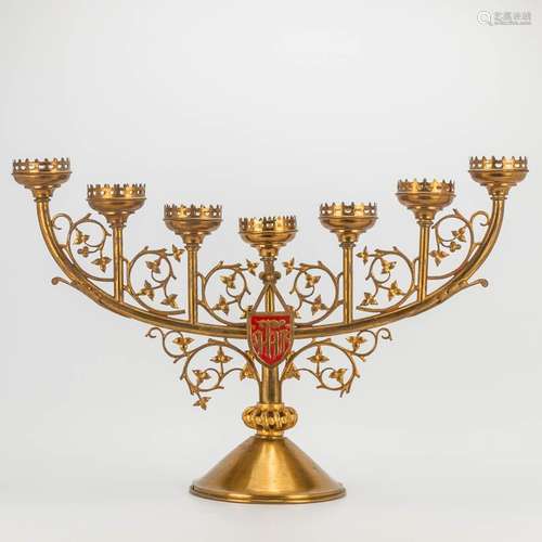 A church candlestick with 7 candle holders, Neogothic style....