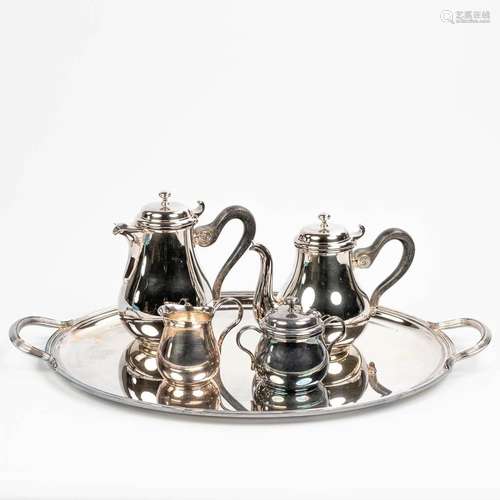 A coffee and tea service made of silver-plated metal and mar...