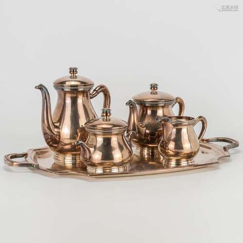 A coffee and tea service made of silver-plated metal and mar...