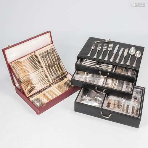 A collection of 2 silver plated cutlery sets of which 1 is m...