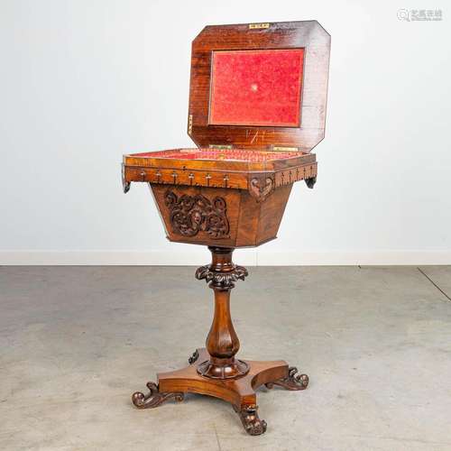 An antique sewing table 'Tricoteuse' decorated wit...