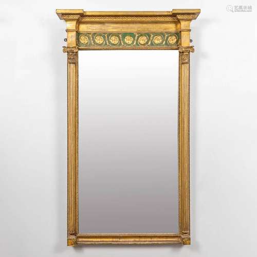 An antique mirror, with mercury glass in classical stijl. 19...