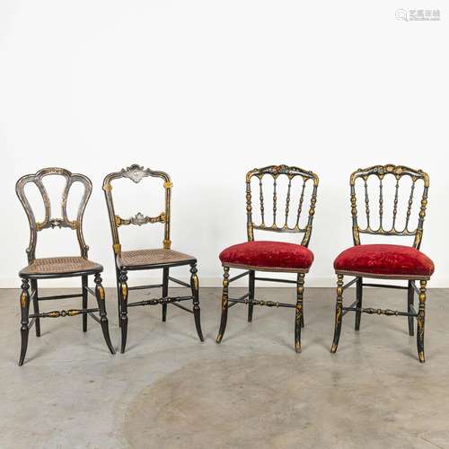 A collection of 3 chairs inlaid with mother of pearl and han...