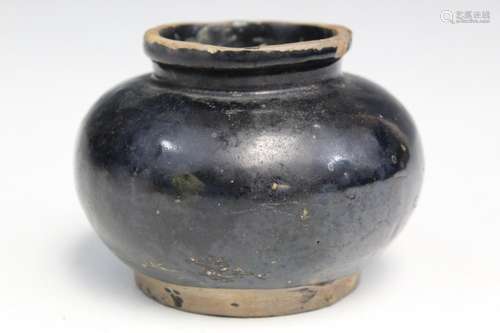 Chinese Black Glaze Pottery Jar