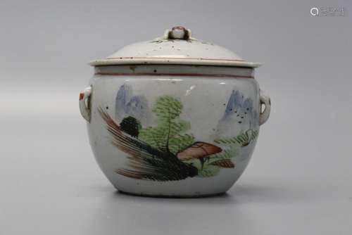 Antique Chinese jar with lid.