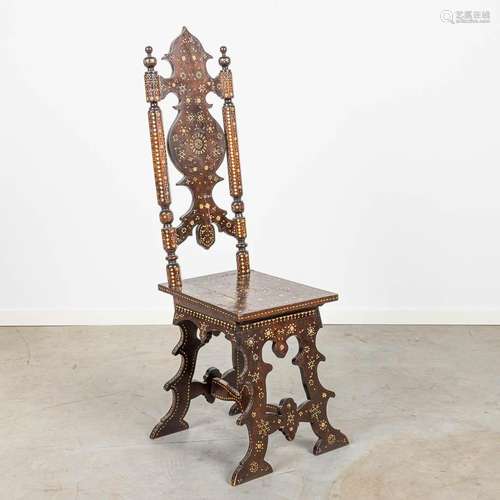 A decorative chair made of wood in Syrian style inlaid with ...