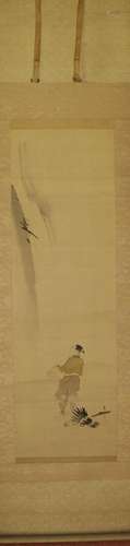 Japanese Painting Scroll on Silk.