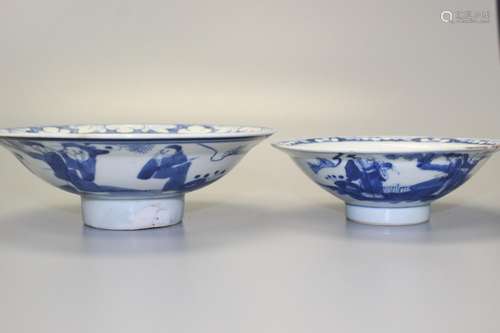 Two Chinese blue and white porcelain dishes.