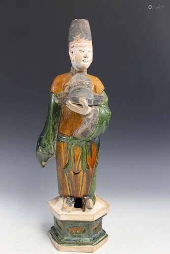 Chinese Sancai Pottery figure of a Court Officer.