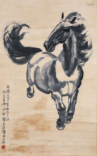 徐悲鸿奔马图（lot159-169为同一藏家藏）纸本立轴