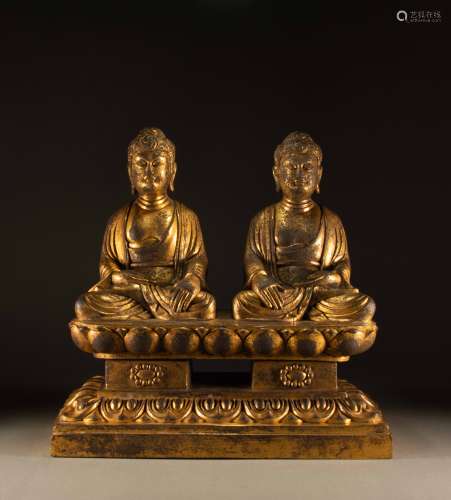十一世纪 铜鎏金双佛造像