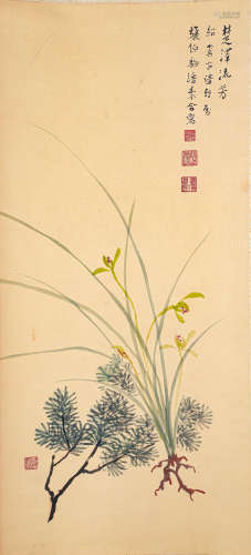 张伯驹、潘素花卉纸本立轴