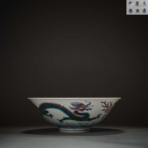 The Qing Dynasty bucket color dragon grain bowl