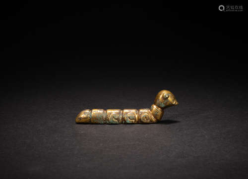 Ancient Chinese copper gilt silkworm