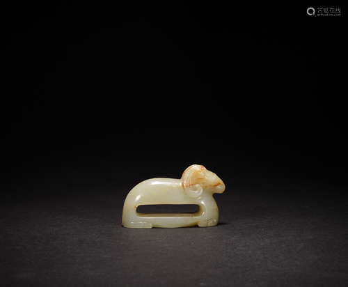 Hetian jade sheep head belt buckle