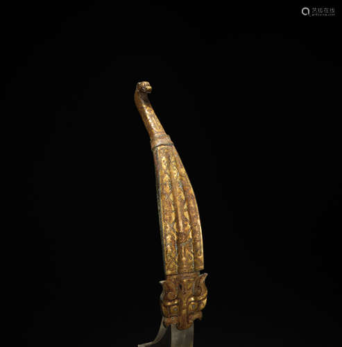 Ancient Chinese wrong gold and silver belt hook