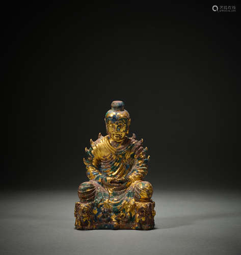 Ancient Chinese bronze-gilt Buddha statue