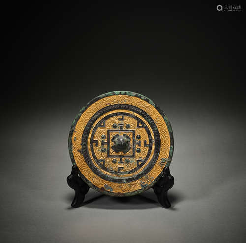 Ancient Chinese gilt bronze mirror