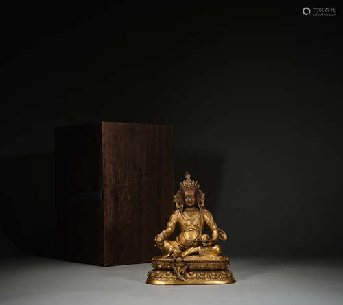 Ancient Chinese bronze-gilt Buddha statue