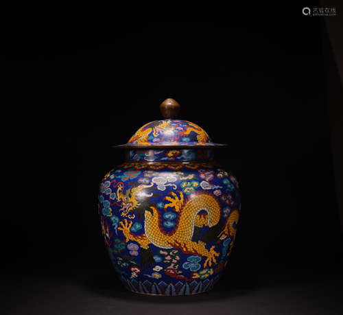 Enamel color dragon pattern general jar