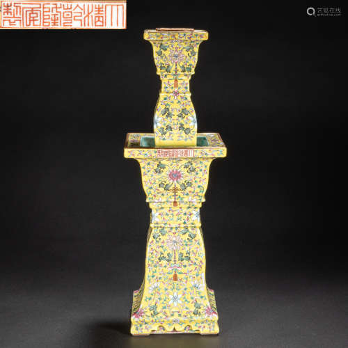 CHINESE PASTEL CANDLESTICK, QIANLONG PERIOD, QING DYNASTY