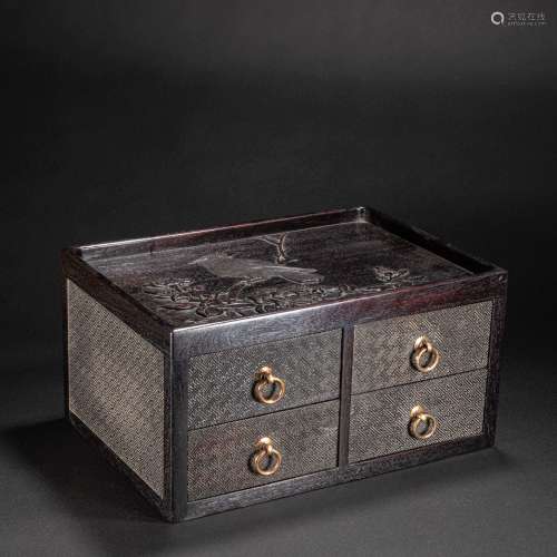 CHINESE ROSEWOOD MULTI TREASURE BOX