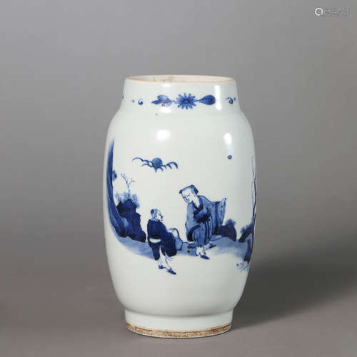 A Blue and White Figure Jar