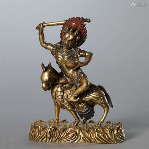 A Gilt Bronze Figure of Palden Lhamo