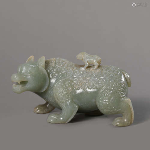 A Carved Celadon Jade Bear