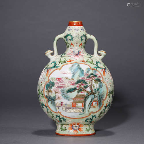 A Famille Rose Gourd-Shape Moon Flask,Qianlong Mark