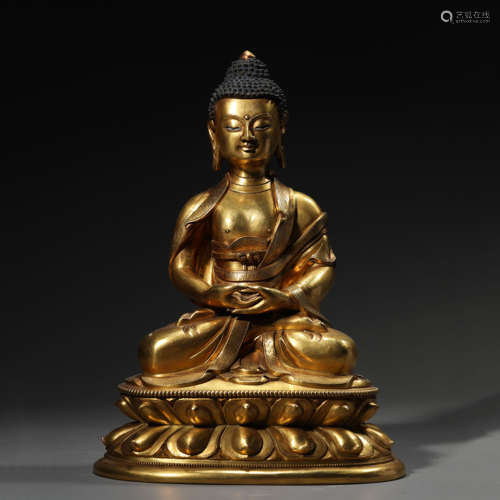 A Gilt Bronze Figure of Shakyamuni