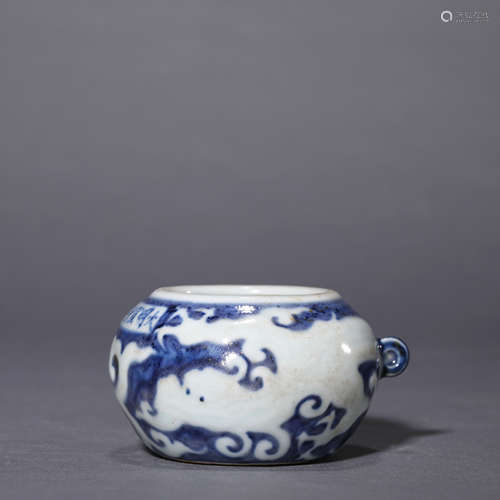 A Blue and White Bird Feeding Jar,Xuande Mark