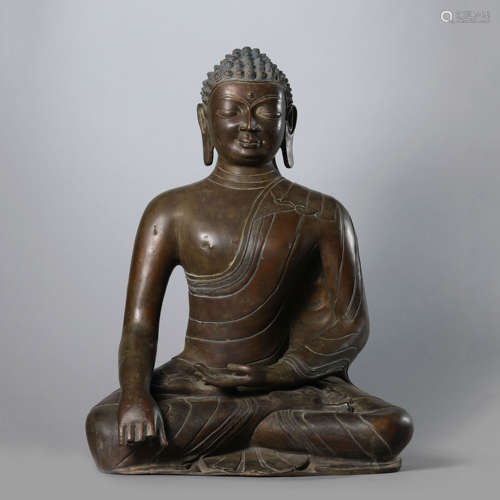 A Bronze Figure of Seated Shakyamuni,