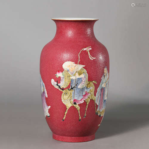 A Famille Rose Figure Vase,Qianlong Mark