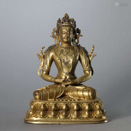 A Gilt Bronze Figure of Amitayus