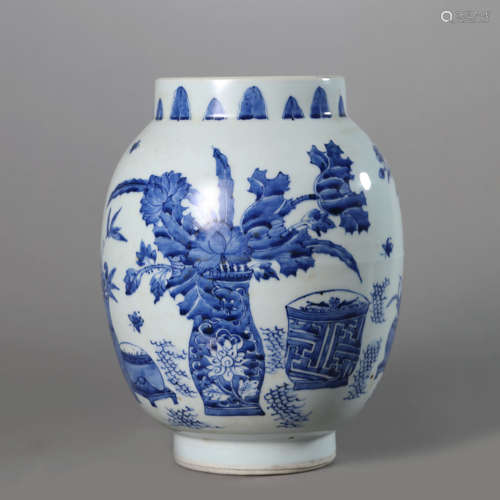 A Blue and White Antique Jar