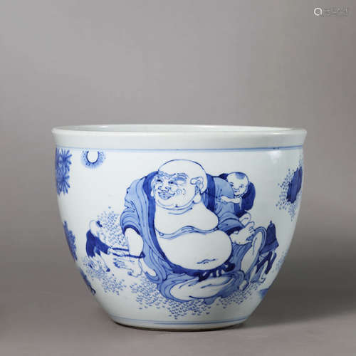 A Blue and White Figure Jar