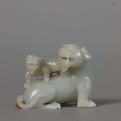 A Celadon Jade Mythical Beast