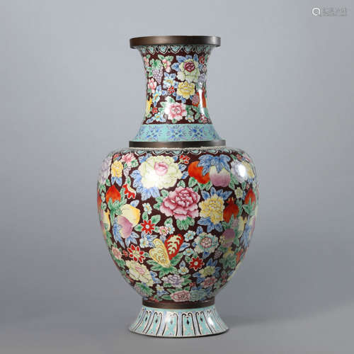 A Painted Enamel Flower Dish-Top Vase