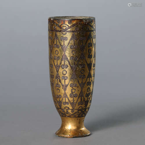 A Gold and Silver Inlaying Bronze Cup