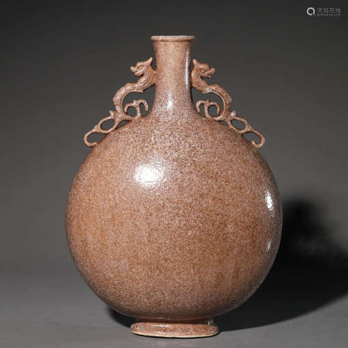 A Ge Type Dragon-Eared Moon Flask,Daoguang Mark