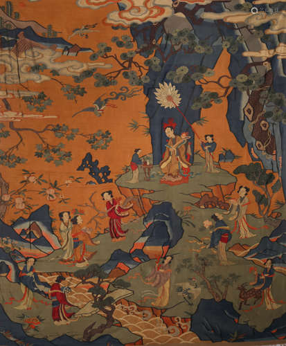 An Embroidered Kesi Panel of Figures