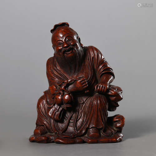 A Carved Bamboo Figure of Immortal