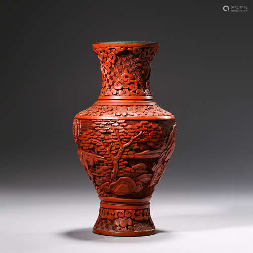 A Carved Lacquer Figure Vase